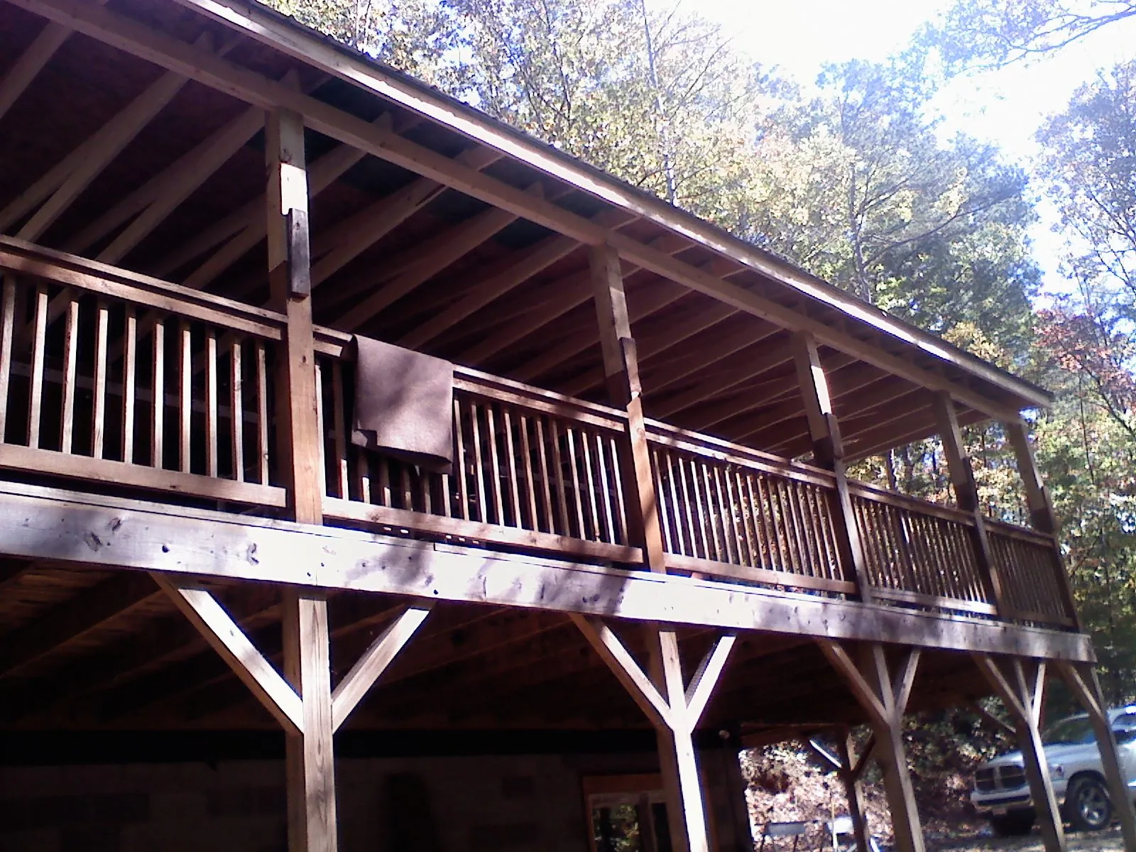 Timber framing under a new elevated porch and deck — Roof Leak Repair in Carversville by Roofing Brothers
